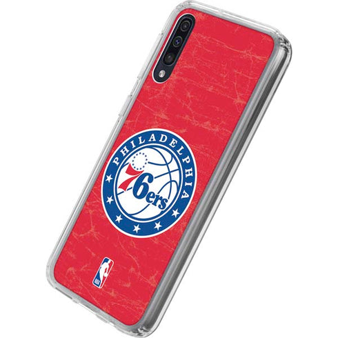 NBA Philadelphia 76ers Distressed Galaxy A50 Clear Case